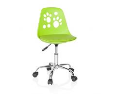 hjh OFFICE 742000 Silla Giratoria para Niños Fancy I Piel sintética Verde, Sillas de Escritorio Infantiles, Ajustable en Altura, Motivo Animal