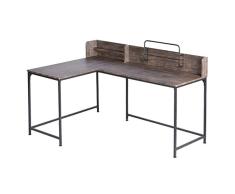 MEUBLE COSY esquinero en Forma de L Almacenamiento, Mesa Grande para computadora portátil, Escritorio de Escritura para Juegos en casa y Oficina, Madera de ingeniería, Brown, 165x55-110x75-95cm