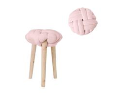 Taburete Nud con patas de madera color rosa D30 H44 cm