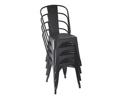 Amazon Basics Sillas de comedor de metal, juego de 4, negro, 51 x 43 x 85 cm