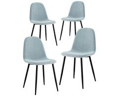 BRIGROS La voglia di fare WeHome - Juego de 4 sillas de Tela Bella, Patas de Metal y Asiento de Tela, para el hogar, Cocina, Sala de Estar, Salas de Espera, oficinas, Bares (Cedro, Metal - Tela)
