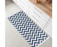 Jimri Fashion4Home Alfombra de Pelo Corto - Alfombra Boho Kelim - Alfombra de salón, Dormitorio y Cocina, Alfombra de Pasillo, Alfombra de habitación Infantil Zigzag Azul Blanco, Saludos: 50 x 80 cm