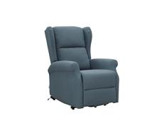 CRIBEL Arlette D Sillón Relax Eléctrico Reclinable, con función Elevador y masajeador, Madera Metal Poliuretano, Azul, TU