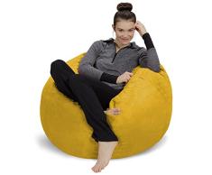 Sofa Sack L-La Nueva Experiencia de Confort puf con Relleno de Espuma de Memoria, Relajarse en el salón o la habitación de los niños, Terciopelo Suave y Aterciopelado en Amarillo limón