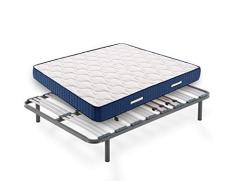 HOGAR24 ES - Conjunto de descanso 90 x 190 cm - Colchón Viscorelax Transpirable + Somier Multiláminas Con Reguladores y Patas de Metal De 26 cm