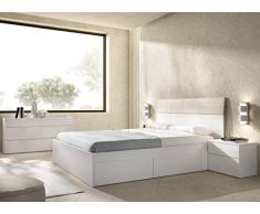 DEKIT GRUPO RIMOBEL GIA 3 Dormitorio Completo, Melamina, Blanco y Natural