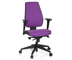 hjh OFFICE 608817 Silla giratoria Pro-Tec 500 Tela Lila, Silla de Oficina Profesional, Profundidad del Asiento Ajustable