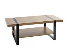 Haku Möbel Mesa Baja, Metal Madera de ingeniería, Negro-Roble, P 60 x L 120 x H 45 cm