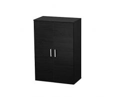 Iris Ohyama, Zapatero/Zapatero con estante / Zapatero de madera / Zapatero con 2 puertas y baldas, Diseño,Modular, entrada, dormitorio - Shoe cabinet - SR-6035 - Roble negro