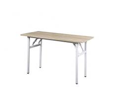 HOGAR24 ES MOSCU- Mesa Plegable, Mesa de Ordenador, Escritorio de Oficina, Mesa de Estudio. Color Madera y Patas Color Blanco. Medidas; 120x60x75 cm...