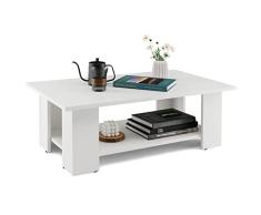 COSTWAY Mesa de café, Blanco, 90 x 52 x 32 cm