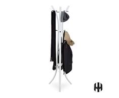 Relaxdays Perchero Pie para Chaquetas y Abrigos, Metal, Blanco, 175 cm
