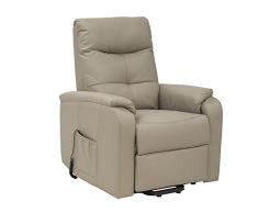 CRIBEL Relax Sillón ETOS D Cuerda, Cuero sintético, Movimiento eléctrico con función de elevación, Reclinable, Mando a distancia incluido, 89,5 x 61 x 85 cm