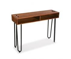 Versa Malak Mueble Recibidor Estrecho para la Entrada o el Pasillo, Mesa Consola, Medidas (Al x L x An) 90 x 35 x 120 cm, Madera y Metal, Color Marrón