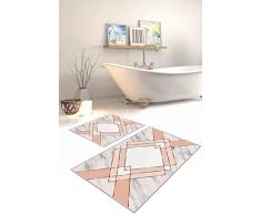 Questo Casa, Base Decorativa, Antideslizante, Juego de tapete de baño Delgado Moderno Lavable de 2 Piezas, Rectangular, Alfombra de baño, Alfombra de baño, 0.9Mc, Pila:4mm, 60x100 Cm, 50x60 Cm