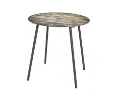 Haku Möbel Mesa Auxiliar, Acero, Schwarz-Natur, Ø: 40 x H: 41 cm