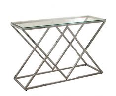 Suska-Regalos Mesa Entrada Metal, Cristal Templado 8mm-Metal:a.INOX, 120 X 40 X 78 cm