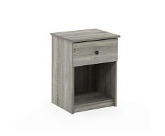 Furinno Lucca, Mesa Auxiliar, mesita de Noche con un cajón, Madera de ingeniería, Roble Francés, 1 Pack