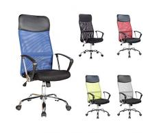 Rebecca Mobili Sillón De Director, Silla Oficina con Ruedas, Negro Azul, Altura Ajustable, Polipiel Respirable, Teletrabajo - Medidas: 113/123x57,5x58,5 cm (AxANxFON) - Art. RE6540