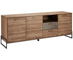 Ibbe Design Aparador de Madera Acacia Marrón Cómoda de Almacenaj Mallorca con 3 Puertas y 2C ajones Aparador Cocina, Aparadores para Salon, Armario de Almacenamiento