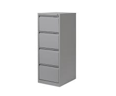 Rocada | Archivador Metálico para Carpetas Colgantes | Armario archivador Muebles Oficina | 4 Cajones| Armarios con Cerradura | 47x62x132 cm - Gris