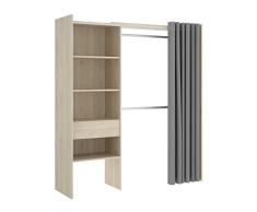 DEKIT GRUPO RIMOBEL Suit Armario Vestidor, Madera de ingeniería, Roble Natural, 205x160/110x50 cm