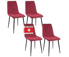 Albatros Silla de Comedor Garda, Set de 4 sillas, Rojo, certificadas por la SGS