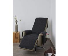 K. & N. Lana de Lana para sillón con reposabrazos Schoner y Largo reposapiés, Flor, Capa Base: 100% poliéster, Antracita, Parte Central 200 x 50 cm, Aprox. 60 x 40 cm