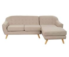 DRW Sofá de 3 Plazas de Poliéster y Madera en Beige 232x140x80cm