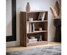 Vida Designs - Estantería Baja Cambridge de Madera de Roble Negra con 3 estantes, para Oficina o Sala de Estar