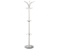 DRW Perchero de pie de Metal con Base de mármol Blanco 36x175cm