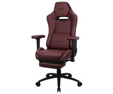 Aerocool ROYALTUSCANRD, Silla Gaming Premium Ergonómica, Reposapiernas, Cuero Sintético, Rojo