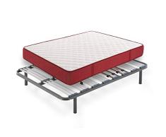 HOGAR24 ES - Conjunto de descanso 80 x 190 cm - Colchón Viscoplus Reversible espesor 15 cm + Somier Multiláminas Con Reguladores y Patas de Metal De 26 cm