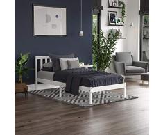 Vida Designs Cama Individual Milan, Marco de Cama, Madera de Pino Macizo, cabecero, Extremo de pie bajo, Muebles de Dormitorio, Blanco, 3 pies
