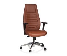 hjh OFFICE 600989 Silla de Escritorio VITORO Piel sintética Marrón, Silla Oficina, Respaldo Alto, ergonómico