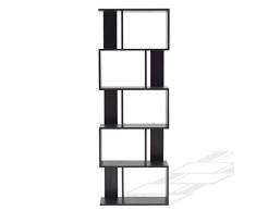 Rebecca Mobili Estantería Oficina, Estante para Libros Negro, con 5 Estantes, Design Contemporáneo, Muebles para El Hogar - Medidas: 169 x 60 x 24 cm (AxANxFON) - Art. RE4786