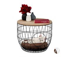 Relaxdays Mesa Auxiliar con Cama Cueva Gato y Perro Pequeño, Mascota Cojín, 2 en 1, DM, Metal y Algodón, 40x50cm, Negro