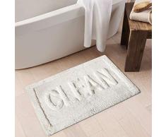 Elrene Home Fashions Clean Tufted Word - Alfombra Absorbente de Felpa Suave para bañera, Ducha, tocador o Fregadero, Color Blanco