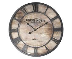 Clayre & Eef 5KL0146 Reloj de Pared, Estilo rústico, para Cocina y salón, Aprox. 68 x 6 cm de diámetro. 1 Pila AA (no incluida).
