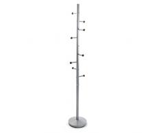 Versa Ruan Perchero de Pie de Estilo Minimalista, con 9 Ganchos o Colgadores para Ropa o Bolsos para el Recibidor, Medidas (Al x L x An) 173 x 28 x 28 cm, Metal, Color Plateado