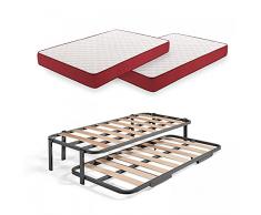 HOGAR 24 Cama Nido Metálica Reforzada con 6 Patas + 2 Colchones Viscoelásticos Viscoplus 20, 90x190 cm