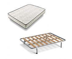 HOGAR24 ES Cama Completa - Colchón Flexitex + Somier Basic + 4 Patas de 32cm, 150x200 cm