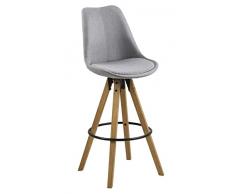 AC Design Furniture Taburete de Bar Nadia , Tela, Gris Claro, 55 x 48.5 x 111.5 cm