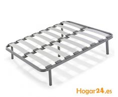 HOGAR24 Somier Laminas Madera Haya vaporizadas con Tacos Anti-Ruido, Tubo de Acero 40 x 30 con Juego de 4 Patas roscadas Incluido de Altura 32cm-90X200