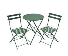 Gartenfreude Juego de Muebles de jardín (Metal), Color Verde Oscuro bistró, 71