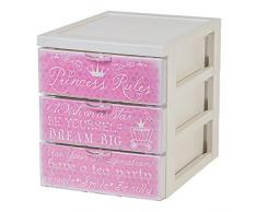 Iris Ohyama, Torre de almacenamiento, 3 cajones de 2 L, asas ergonómicas, sala de estar, dormitorio, oficina - Style Chest SCF-A5 - Princesa
