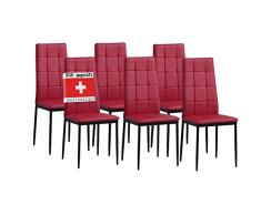 Albatros Silla de Comedor Rimini, Set de 6, Rojo, SGS Probado