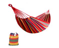 Hamaca de Algodón para Jardín, Terrazas, Viajes, Campings. Hamaca para 2 Personas al Aire Libre con Bolsa de Transporte incluida. (Peso hasta 150kg - Medidas 150 x 180cm)