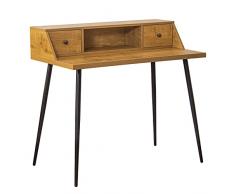 Escritorio con 2 cajones de Madera en Natural y Negro 100x57x93 cm,ALT.Patas:72 cm