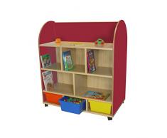 Mobeduc Oval Libro Vitrina, Madera, Rojo, 103 x 120 x 60 cm